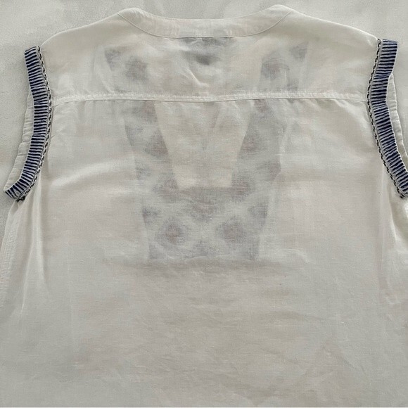 J. Crew Sunburst Embroidered Boho Linen Sleeveless Blouse, Size 2 - Picture 9 of 15